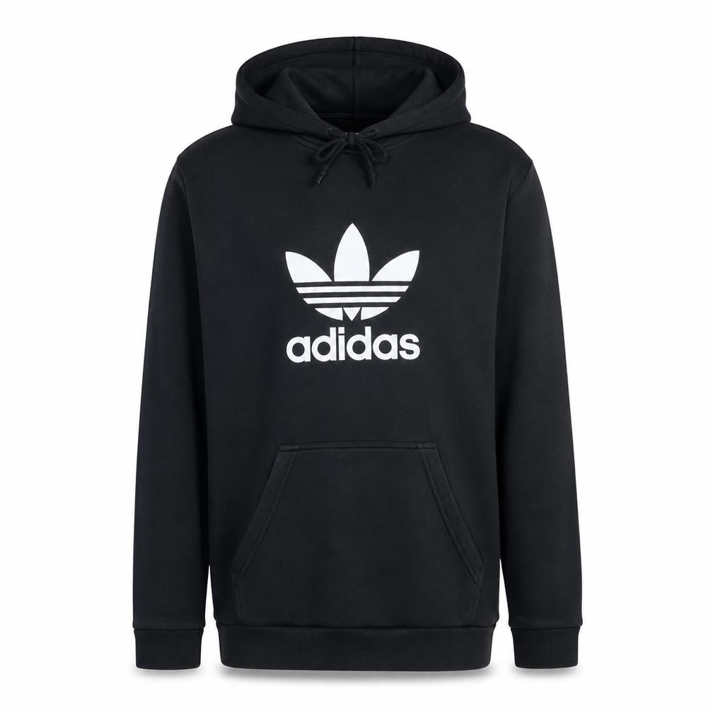 Adidas Mens Black Pullover Hoodie M Logo Fleece Sweatshirt