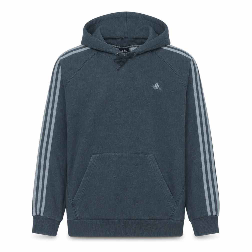 Adidas Men's Blue XL Pullover Hoodie with Logo and Drawstring