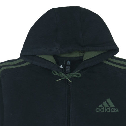 Adidas Mens Black XL Full Zip Hooded Sweatshirt Fleece Jacket