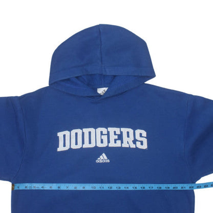 Back view of Adidas Men's Blue Pullover Hoodie M Dodgers Fleece Sweatshirt