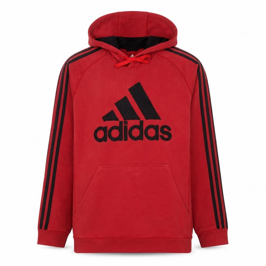 Adidas Men's Red XL Pullover Hoodie with Black Logo