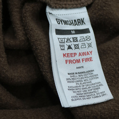 Gymshark Men's Brown Pullover Hoodie M Regular Fit Sportswear