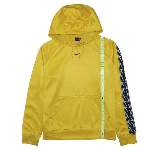 Nike Men's Yellow Small Pullover Hoodie with Logo Tape Sleeves