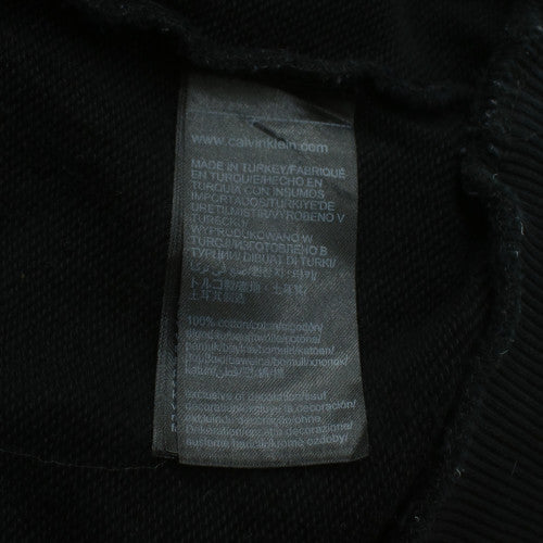 Calvin Klein Men's Black Cotton Logo Crew Neck Sweatshirt M