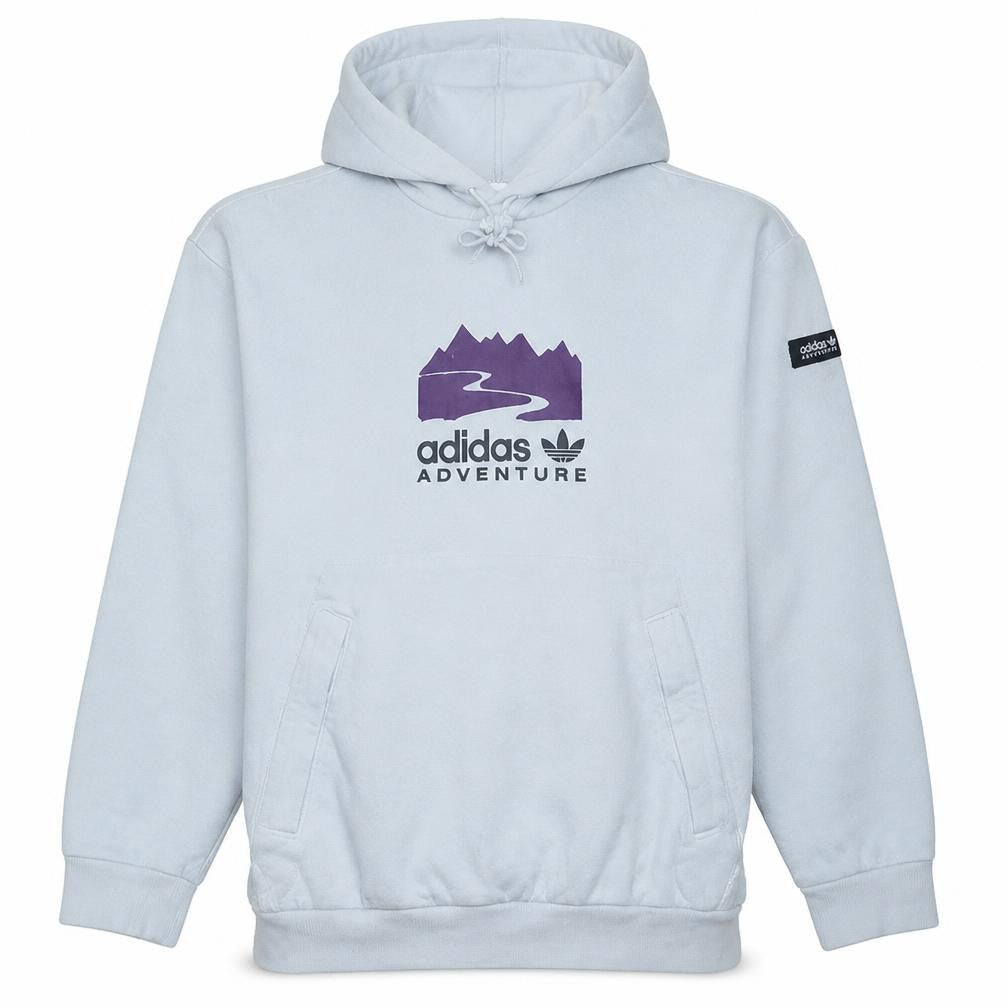 adidas Men White Pullover Hoodie M Adventure Graphic Outdoor