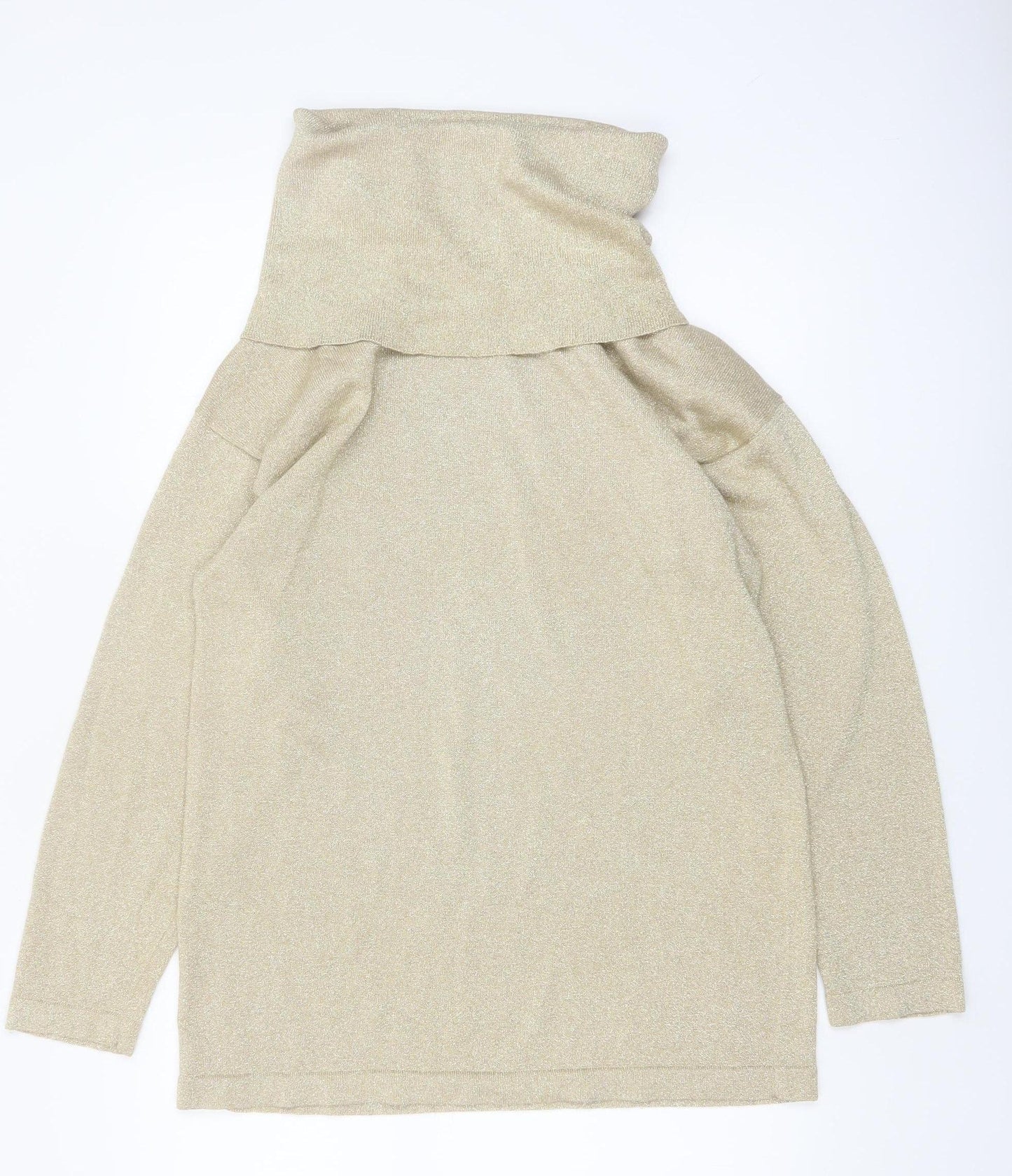 LISA Originals Women Beige Roll Neck Sparkle Knit Jumper Size S
