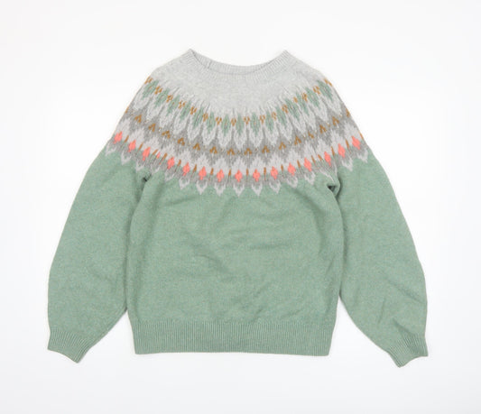 FatFace Women’s Green Fair Isle Crew Neck Jumper UK 12