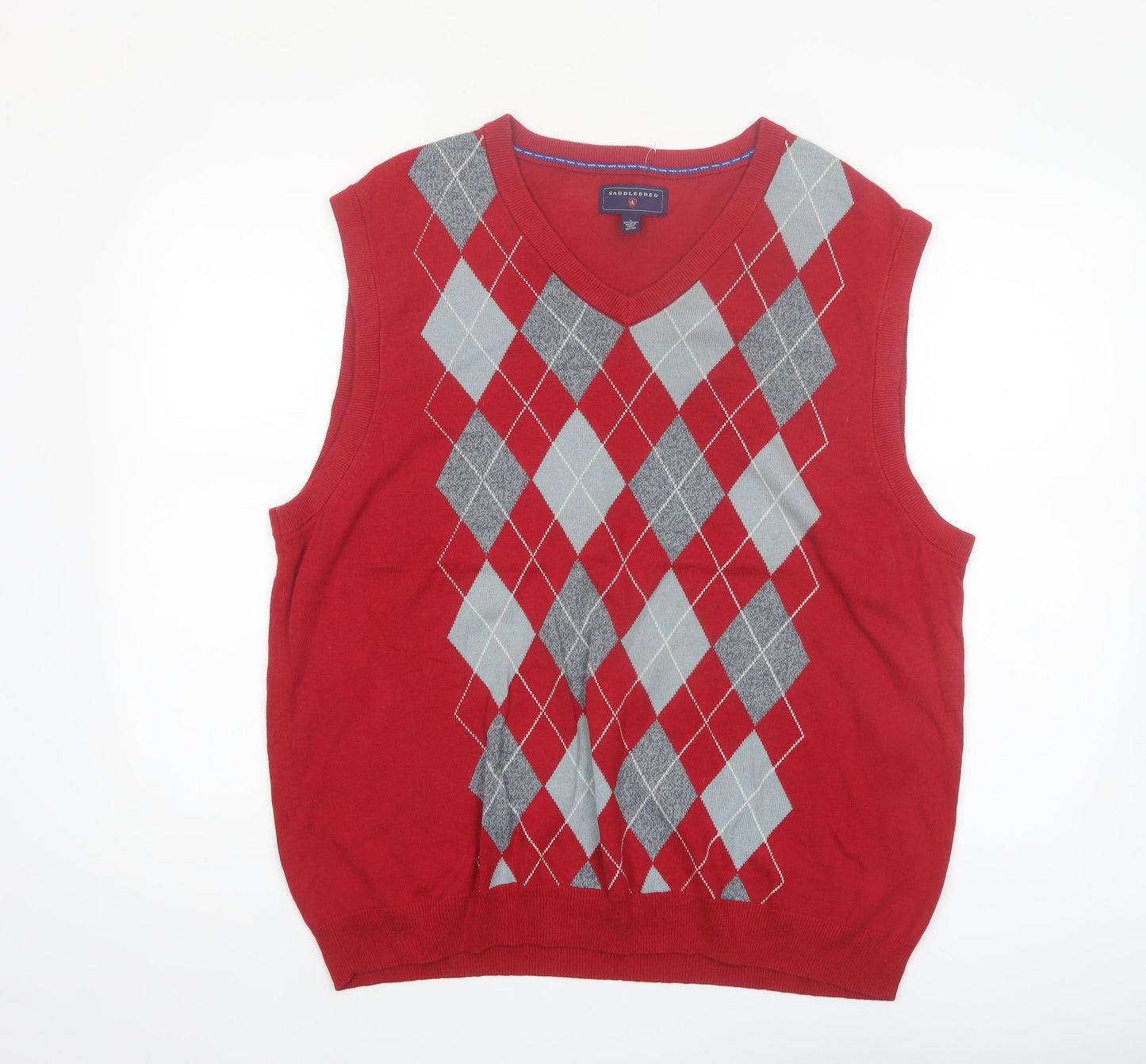 Saddlebred Men’s Red Argyle Sleeveless Cotton Knit Vest L