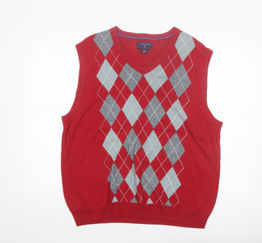 Saddlebred Men’s Red Argyle Sleeveless Cotton Knit Vest L