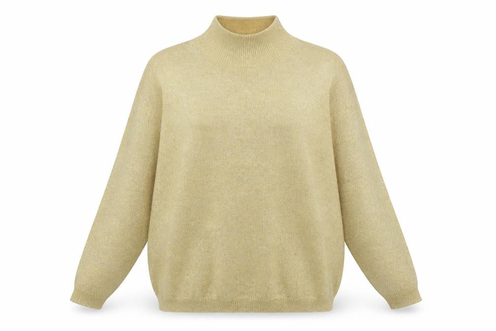 LISE J. Women’s Beige Mock Neck Long Sleeve Pullover Jumper Size L
