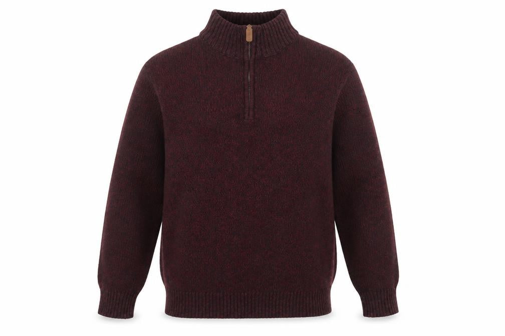 St. John’s Bay Men Brown Cotton Half Zip Jumper Size M