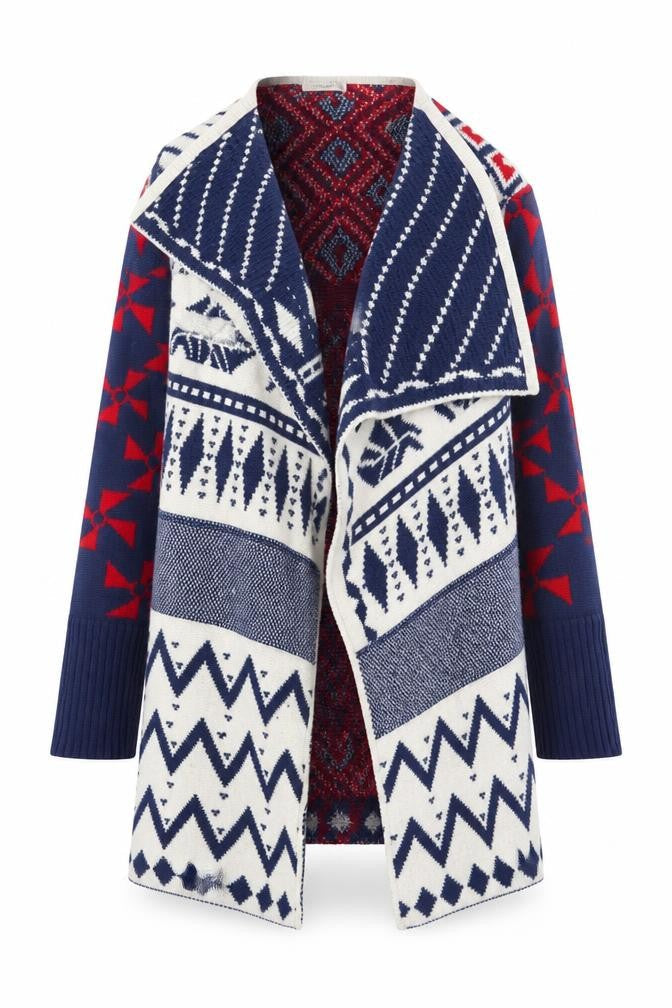 Knithouse Women’s Multicoloured Aztec Knit Open Cardigan One Size