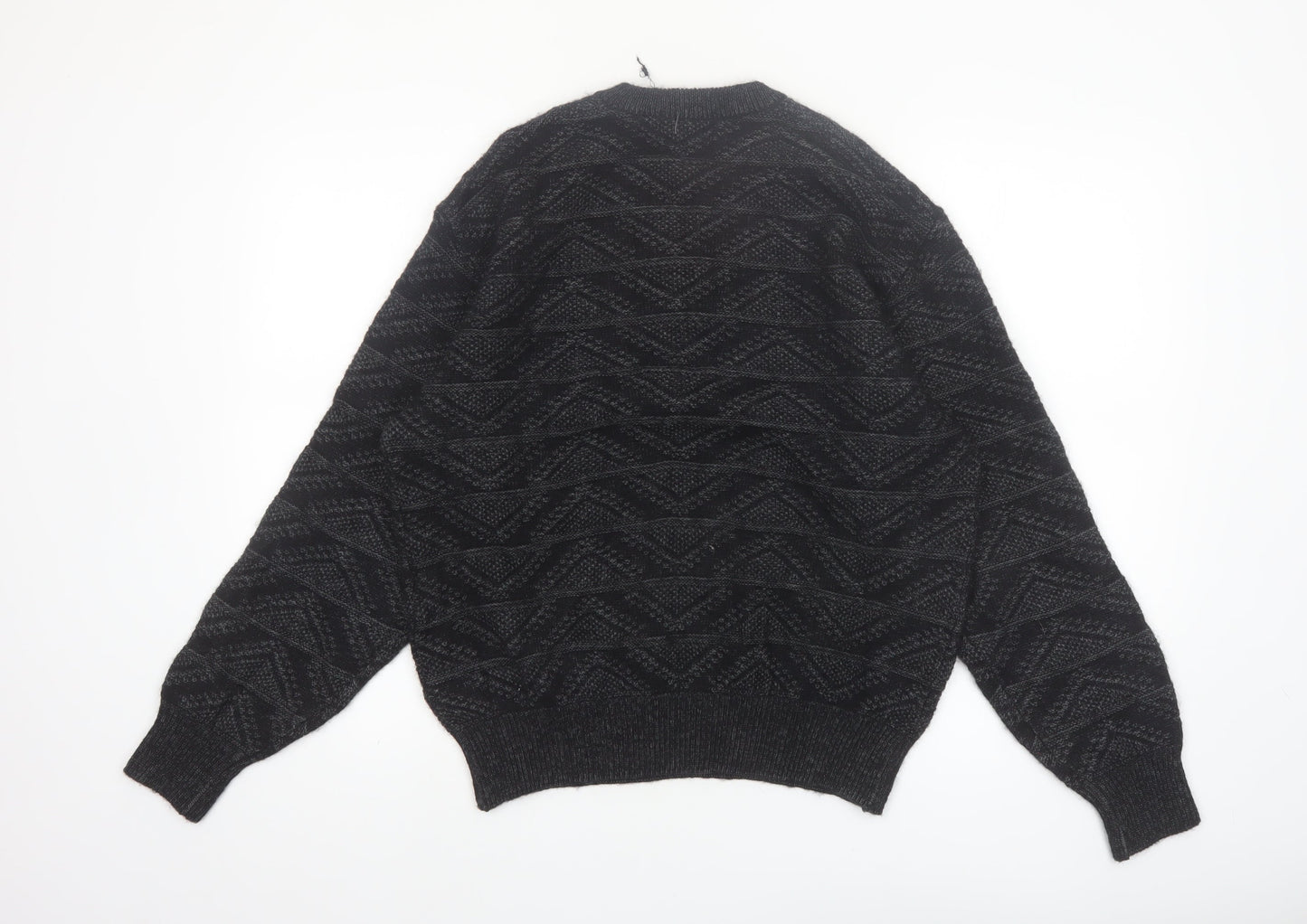 Jack Nicklaus Men Black Wool Blend V-Neck Golf Jumper L