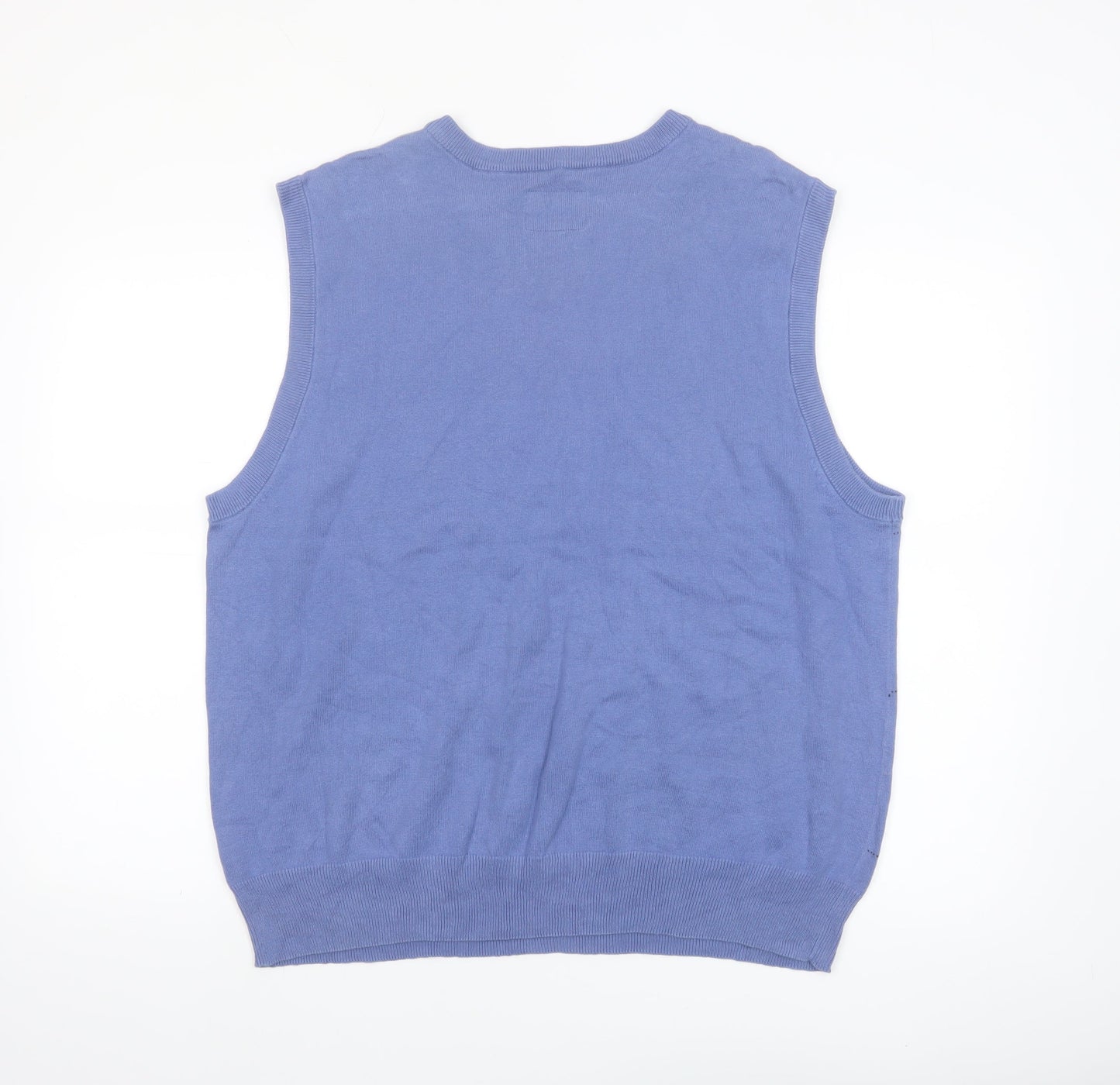 Saddlebred Men's Blue Striped Cotton V-Neck Knit Vest L