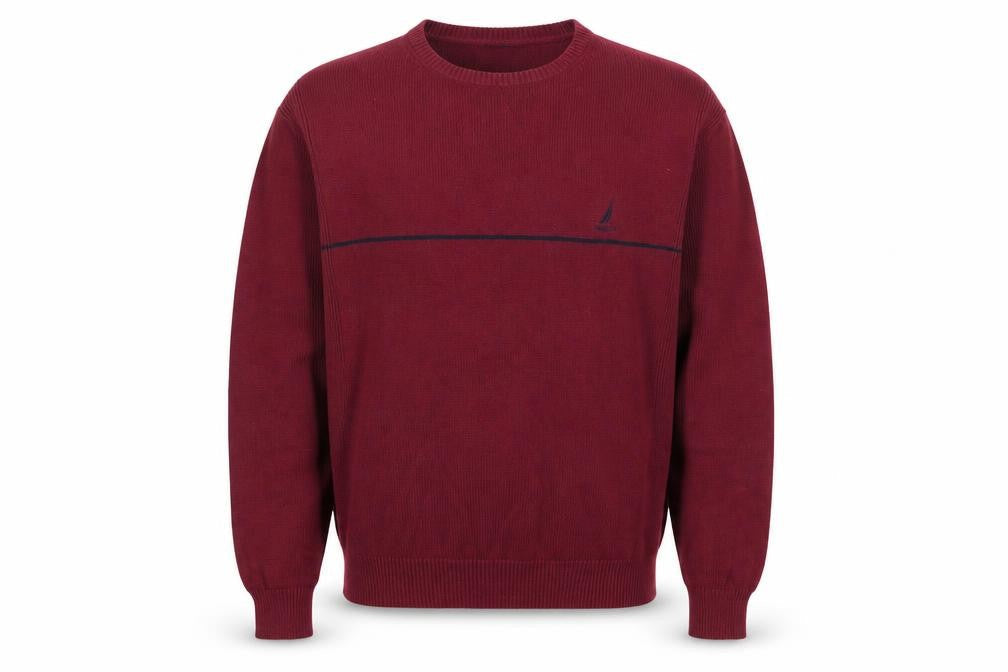 Nautica Men's Red Cotton Crew Neck Pullover Jumper Size L