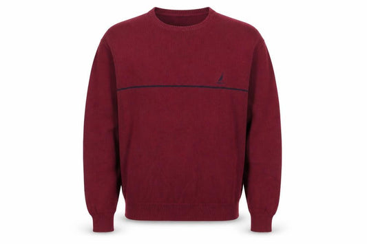 Nautica Men's Red Cotton Crew Neck Pullover Jumper Size L