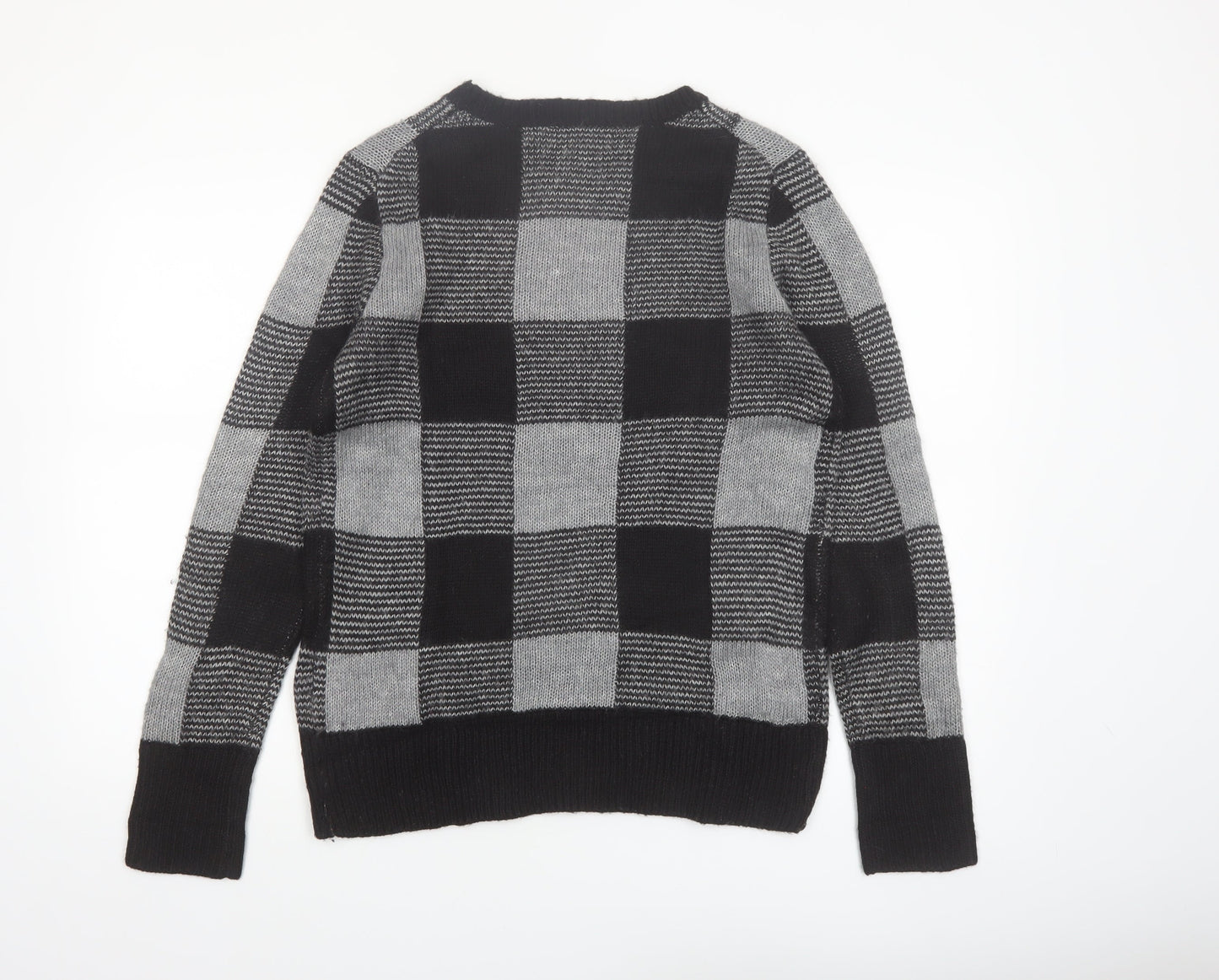 Bass Men's Grey Check Knit Acrylic Pullover Jumper Size M