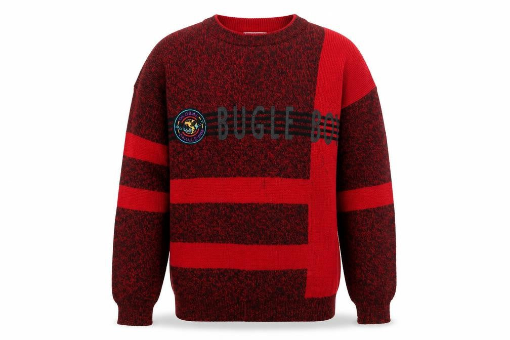 Bugle Boy Men's Red Striped Acrylic Pullover Jumper M Vintage