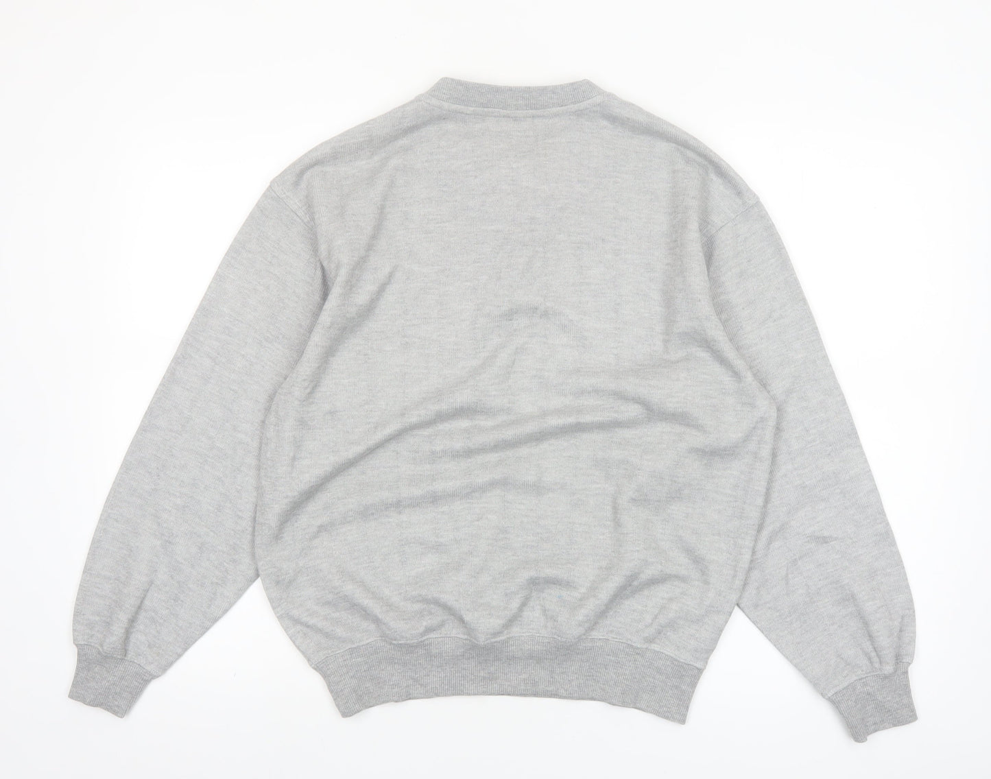 Troy Bros Men's Grey 1/4 Zip Cotton Blend Jumper Size L