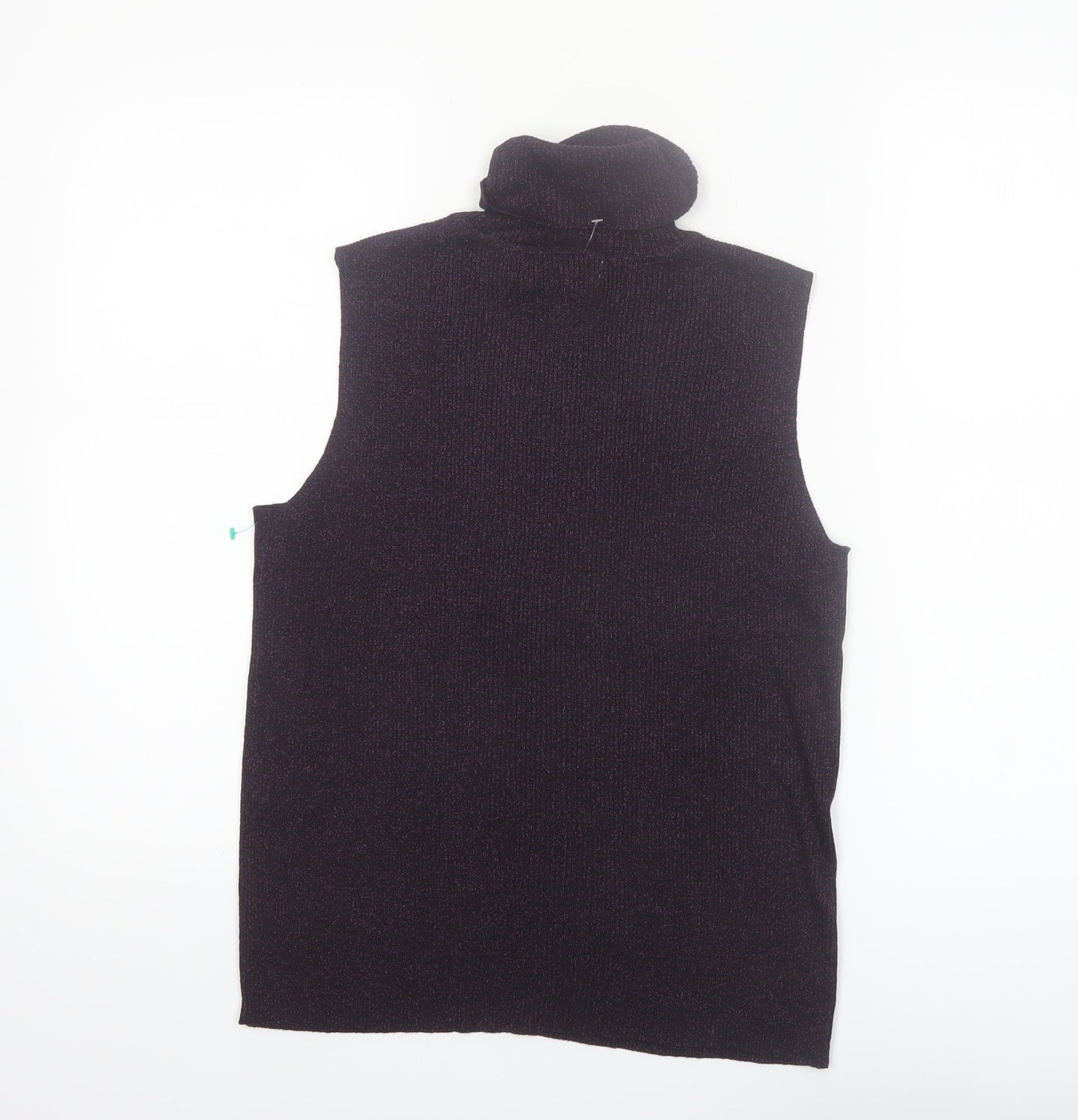 Casual Corner Women's Purple Silk Blend Sleeveless Roll Neck Top Size L