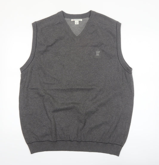 Cutter & Buck Men's Grey Cotton V-Neck Golf Vest Jumper XL
