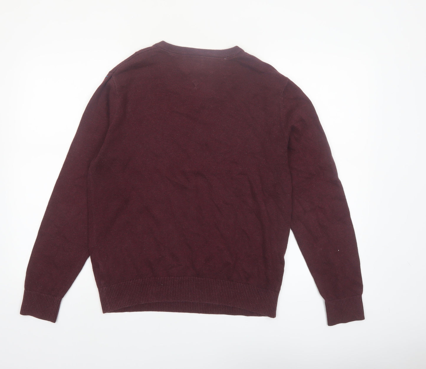 Tommy Hilfiger Men’s Red Argyle V-Neck Cotton Jumper XS