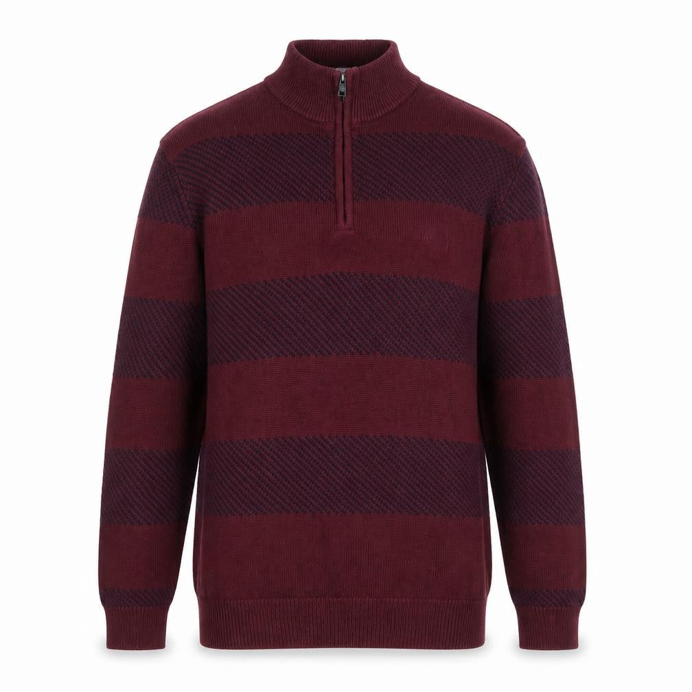 Chaps Men's Red Striped Cotton Half Zip Jumper Size L