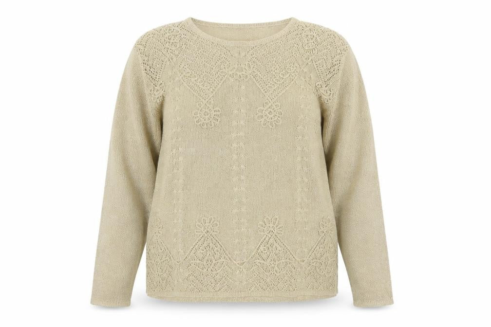 Style de Paris Women's Beige Knit Pullover Jumper Size M