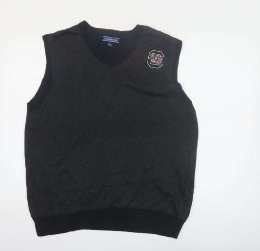 Croft & Barrow Men's Black Herringbone V-Neck Knit Vest Size L