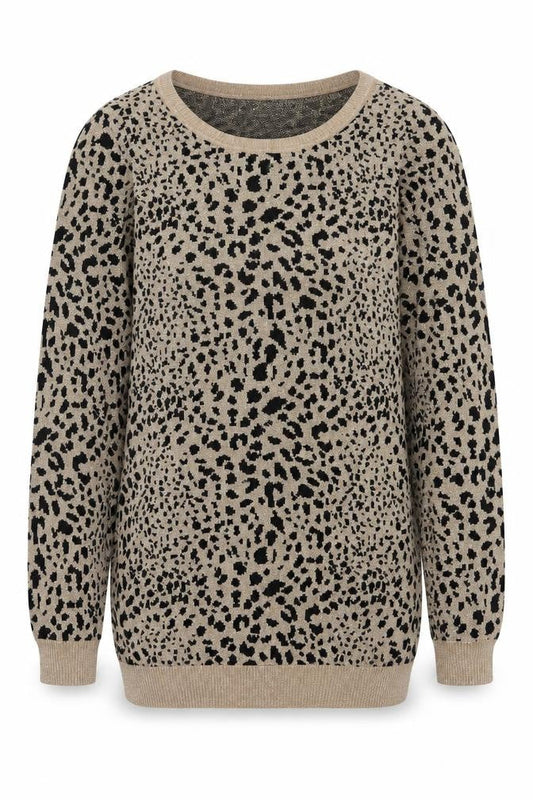 INC International Concepts Women's Beige Leopard Pullover Jumper L