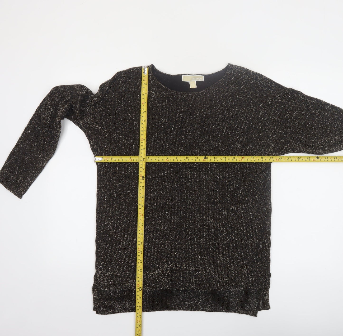 Michael Kors Women's Black Glitter Knit Boat Neck Jumper Size S