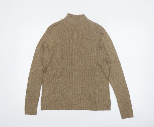 Valerie Stevens Women’s Beige Mock Neck Silk Blend Jumper L