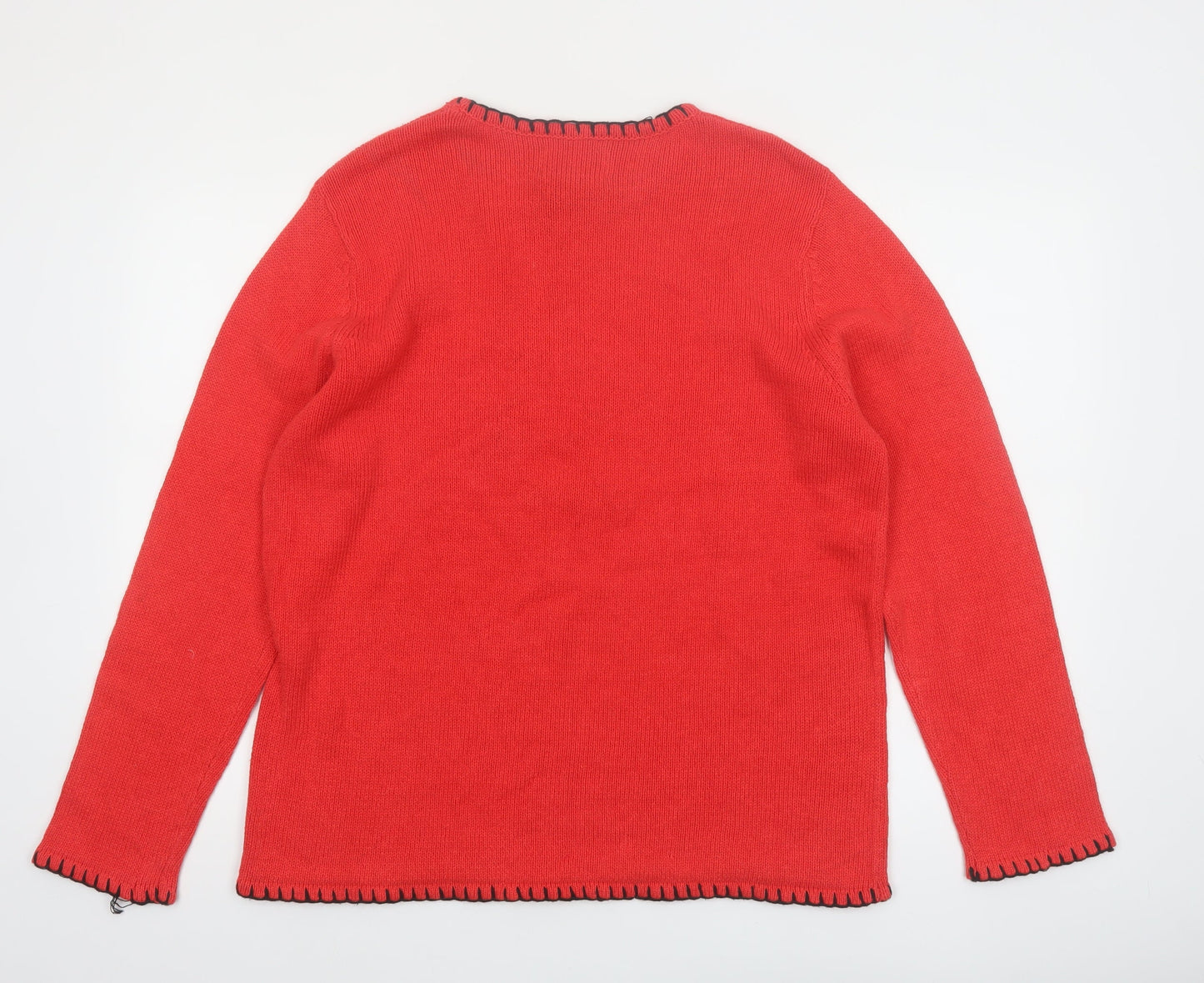 Sag Harbor Women Red Nautical Embroidered Pullover Jumper Size M