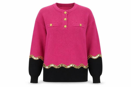 Lawrence Rich Seymour Levy Women's Pink Wool Embellished Jumper M