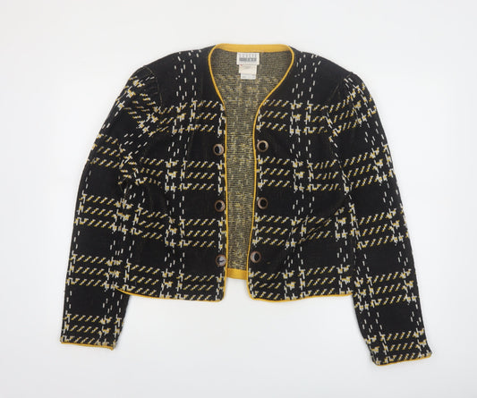 Leslie Fay Women’s Black Checked Cardigan Size 16 Acrylic Knit