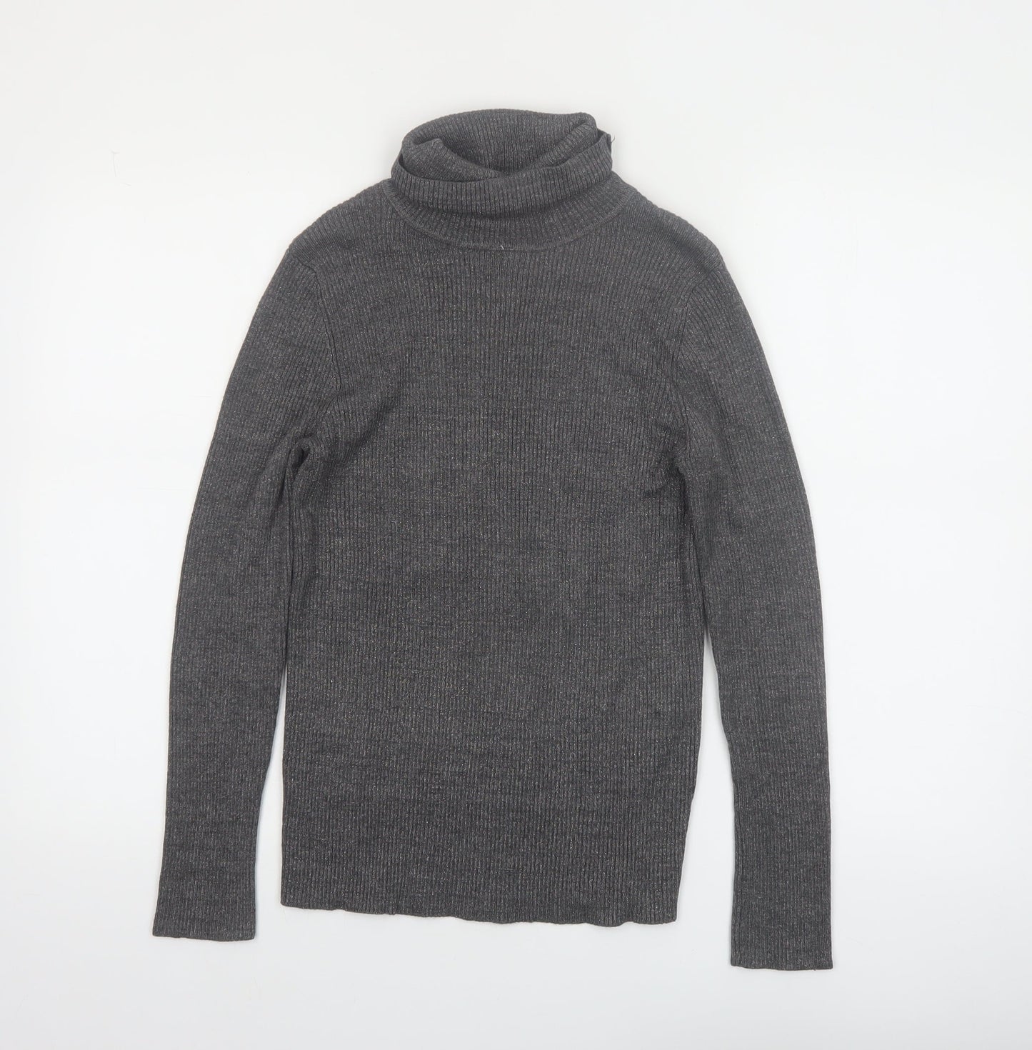 Faded Glory Women's Grey Roll Neck Knit Jumper Size L 12-14