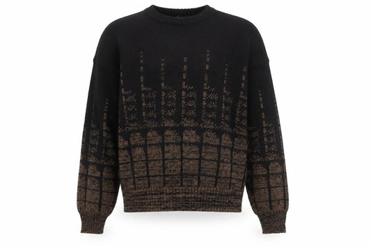 Barnaby Men's Black Brown Acrylic Knit Jumper XL Classic Patterned