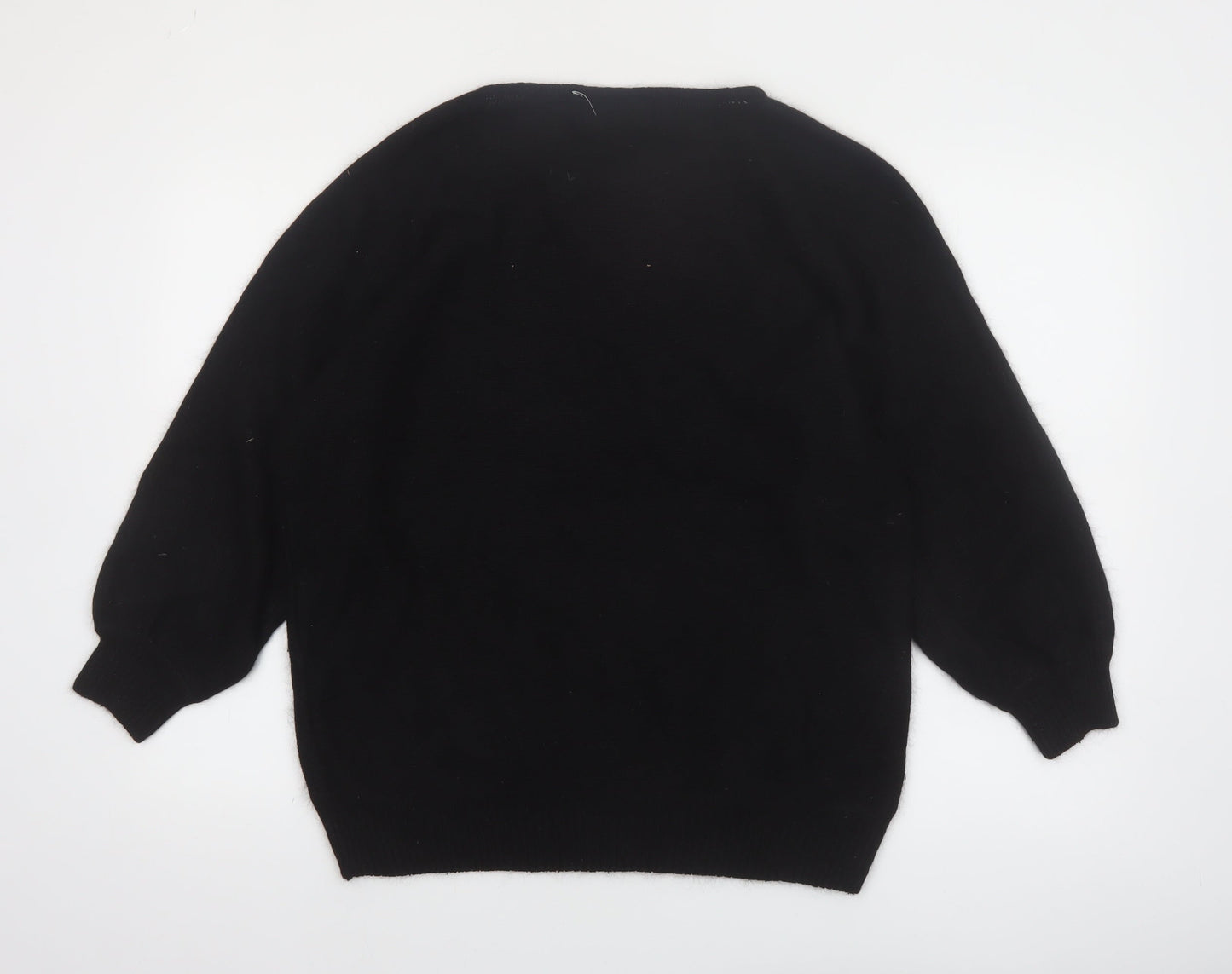 Work In Progress Womens Black Sequin Bow 80s Silk Blend Jumper M
