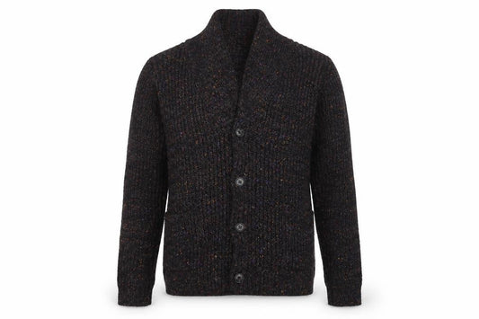 Pebble Beach Mens Black Wool Blend Cardigan XL Rib Knit Classic Style