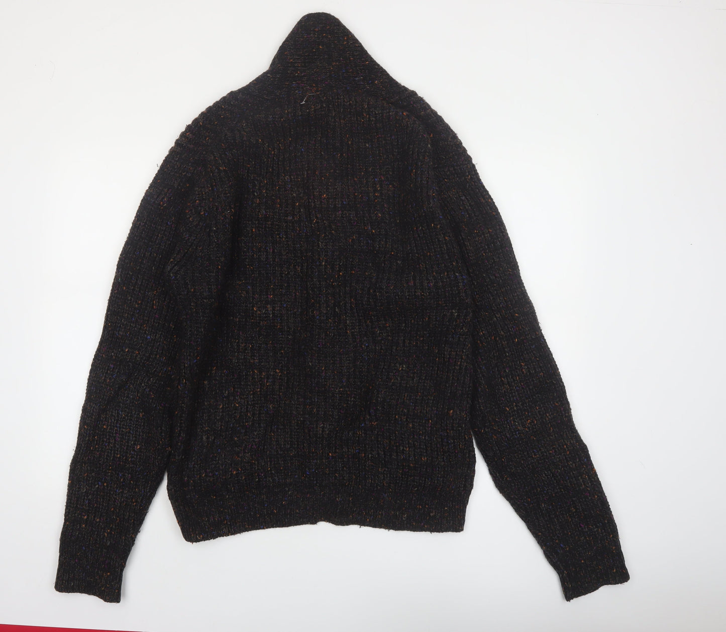 Pebble Beach Mens Black Wool Blend Cardigan XL Rib Knit Classic Style