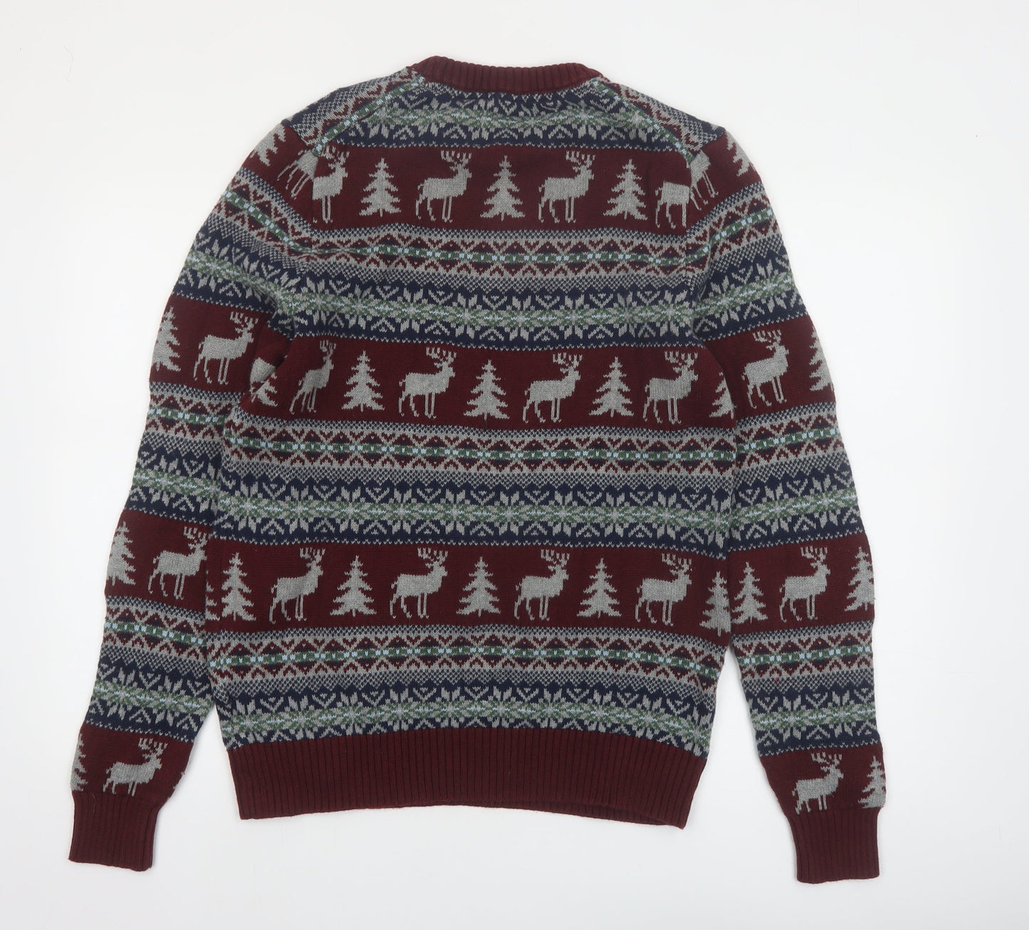 St John’s Bay Men’s Red Fair Isle Cotton Christmas Jumper Size S