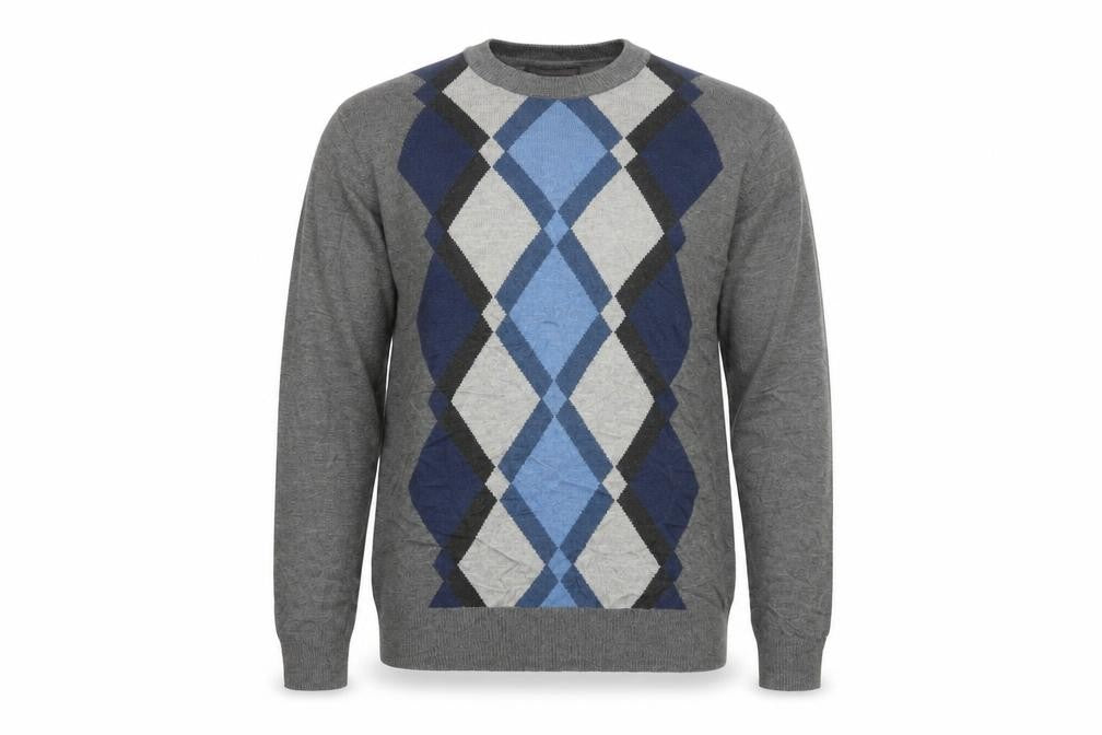Tricots St Raphael Men's Grey Argyle Acrylic Pullover Jumper L