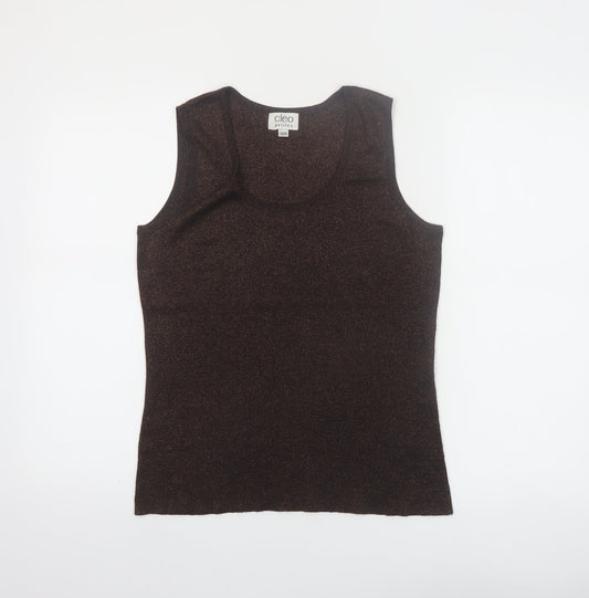 Cleo Petites Brown Knit Sleeveless Tank Top Size M Women's