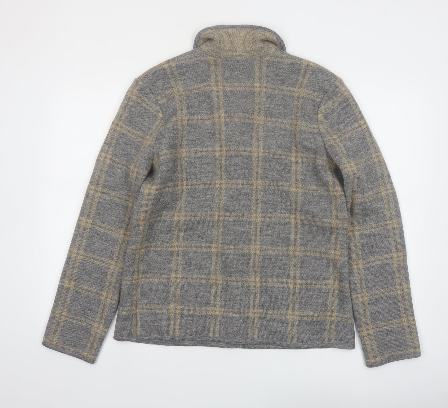 Rena Rowan Womens Grey Plaid Wool Cardigan Jacket Size M