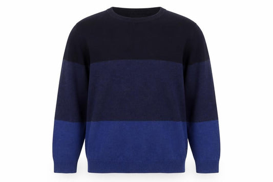 Nautica Men's Blue Colour Block Cotton Crew Neck Jumper Size L