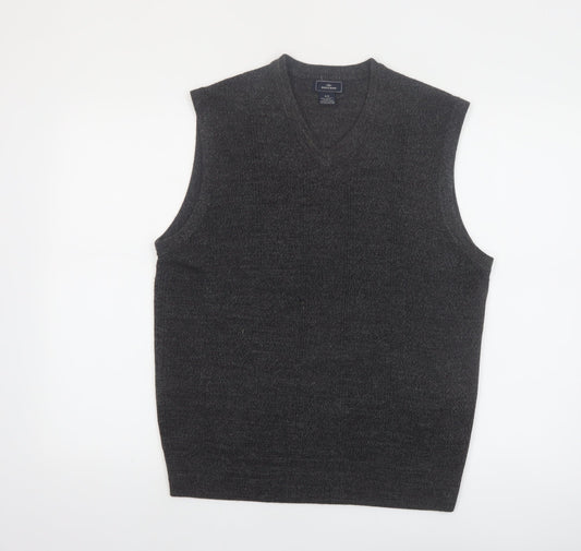 Dockers Mens Grey Acrylic V-Neck Knit Sleeveless Vest M