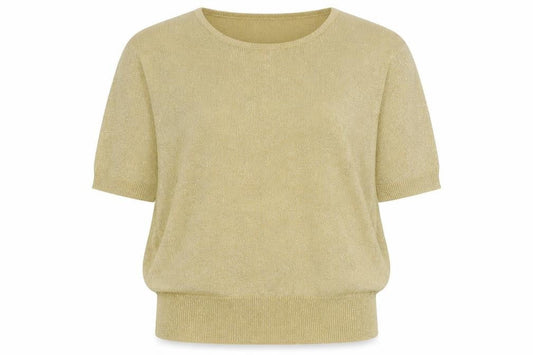Leslie Fay Women's Gold Knit Short Sleeve Top Size L