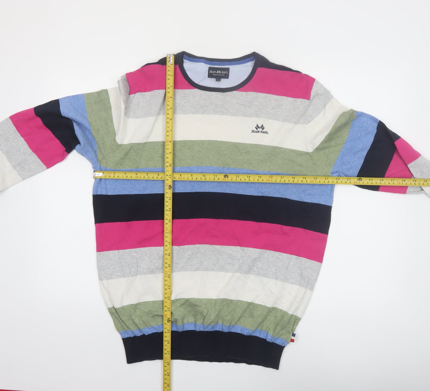 Jean Paul Men’s Multicoloured Striped Cotton Jumper L