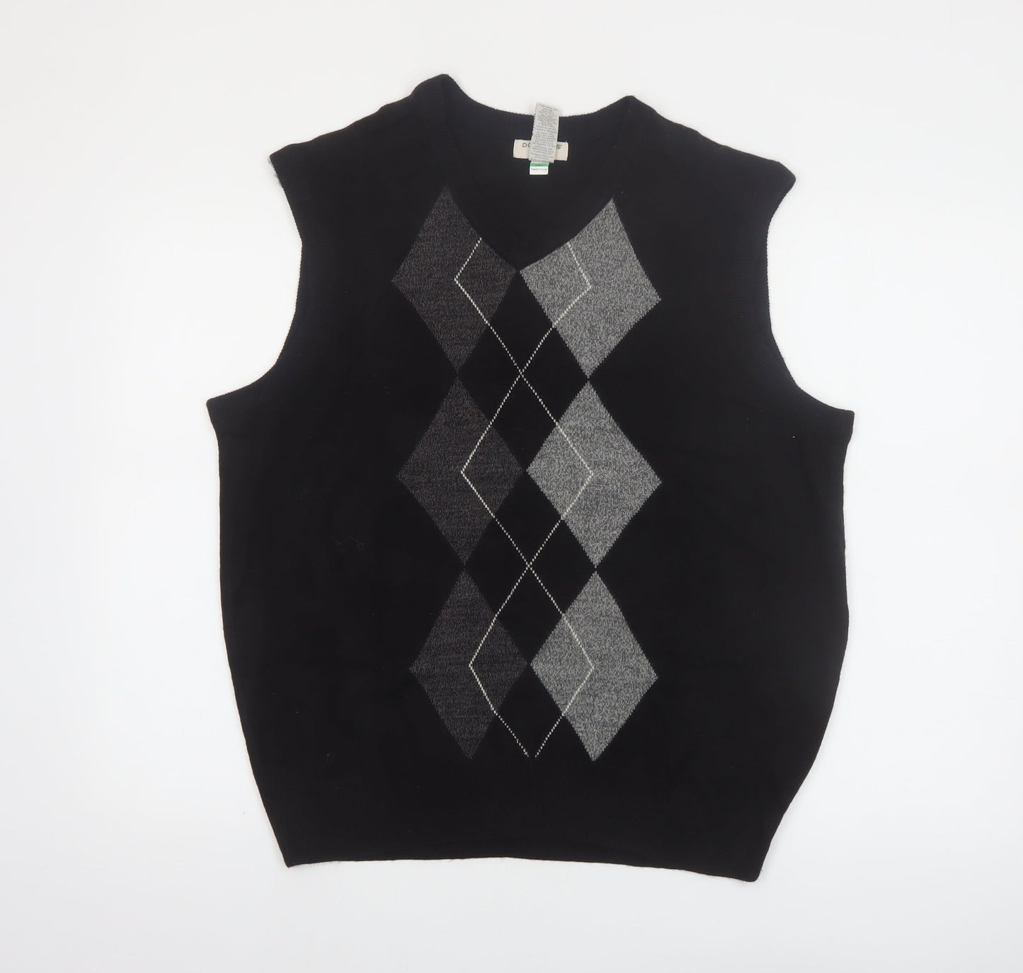 Dockers Men's Black Argyle Sleeveless V-Neck Knit Vest L