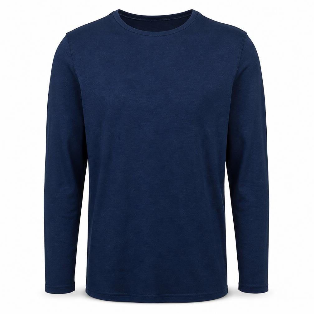 Hugo Boss Men's Blue Long Sleeve Crew Neck Cotton T-Shirt Medium